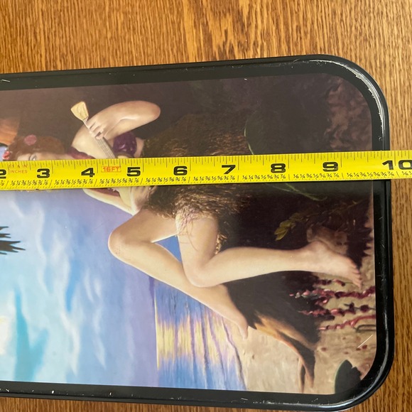 Vtg Hawaiian Girls Two Sided Vertical Tin Lunch Box Accoutrement Hula Hawaii - Picture 12 of 16